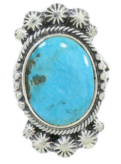 Southwestern Sterling Silver Turquoise Ring Size 6-1/4 WX35464